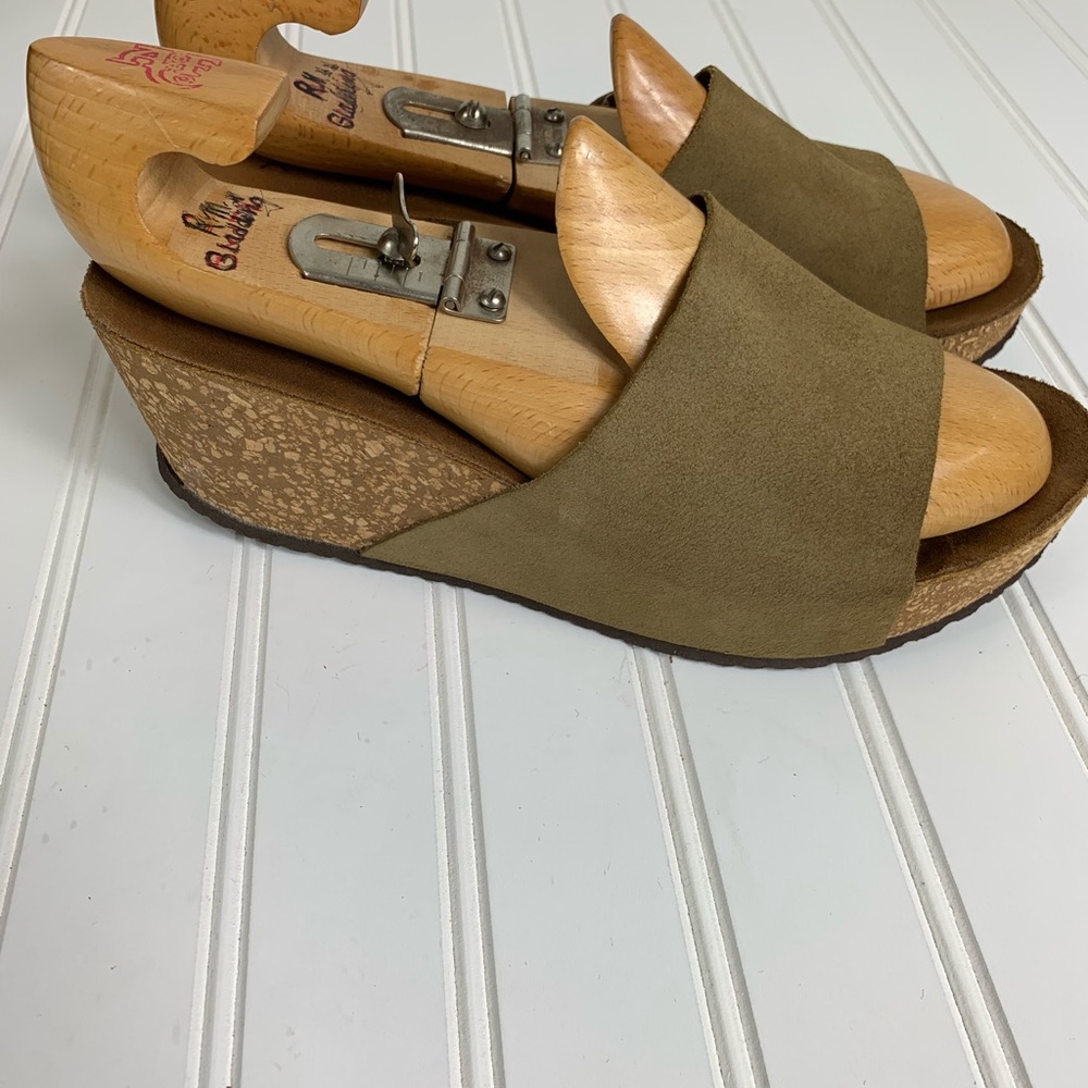 A . Gianetti Suede Mule Cork Sandals Wedge - Picture 3 of 5